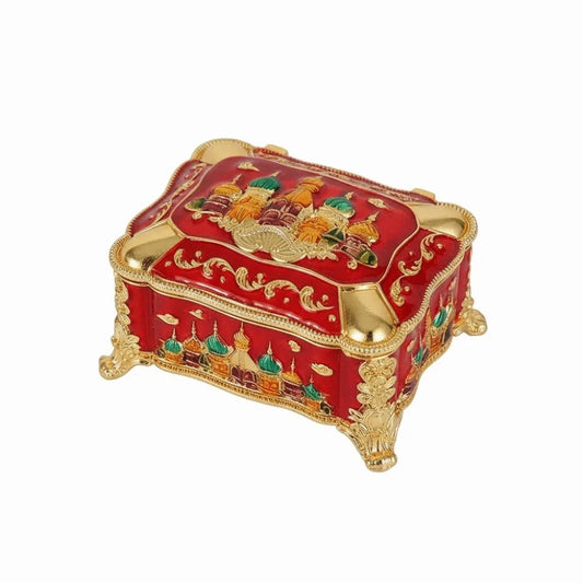 Mini Portable Jewelry Storage Box Enamel Alloy Embossed Castle Ring Storage Jar Colorful Princess European-style Decorative Box