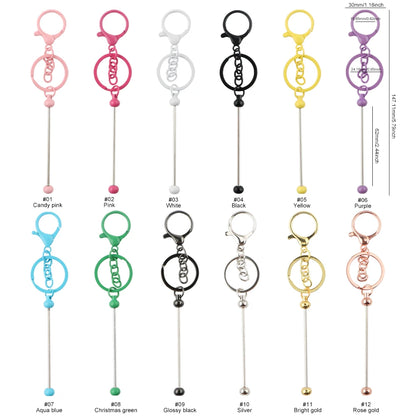 Wholesale 50/100/200Pcs Metal Beaded Keyring Beadable Lobster Claw Clasp Keychain DIY Car Keychain Bag Decor For Jewelry Making