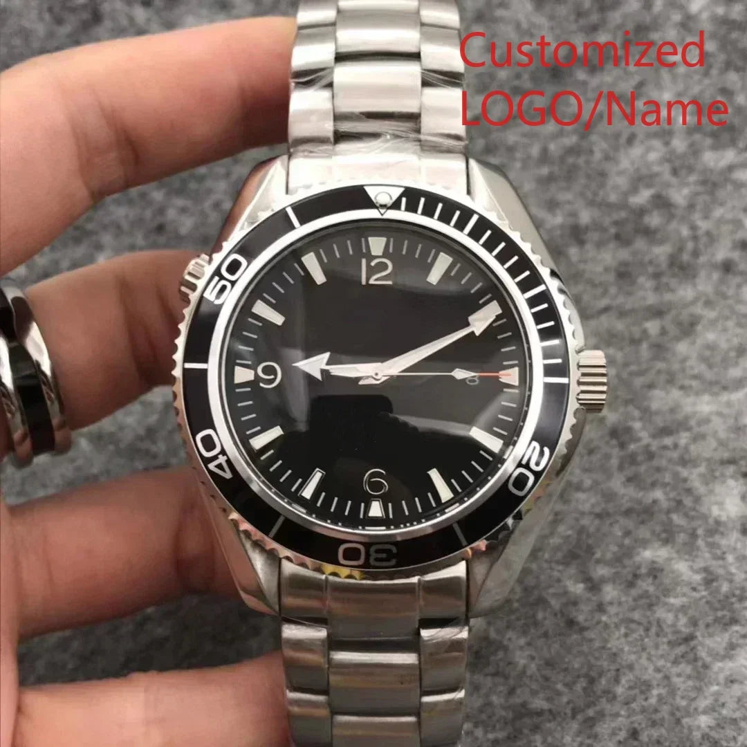 A11 Store Customized Watch  Men Case Relogio Masculino Mechanical Watch Ocean Universe Steel Black Blue Ceramic