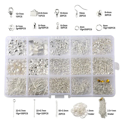 Jewelry Findings Tool Set Open Jump Ring/Lobster Clasp/Tail Chain/Clip Buckle/Drop Kit/Earring Hooks/ For DIY Jewelry Making