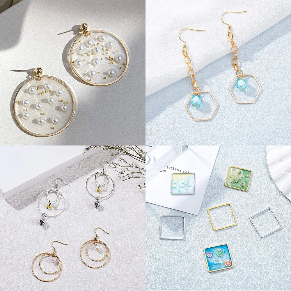20Pcs Gold Silver Hollow Frame Bezel Charms Pendants Geometric Connectors for Jewelry Making Suppliers Diy Earings Accessories