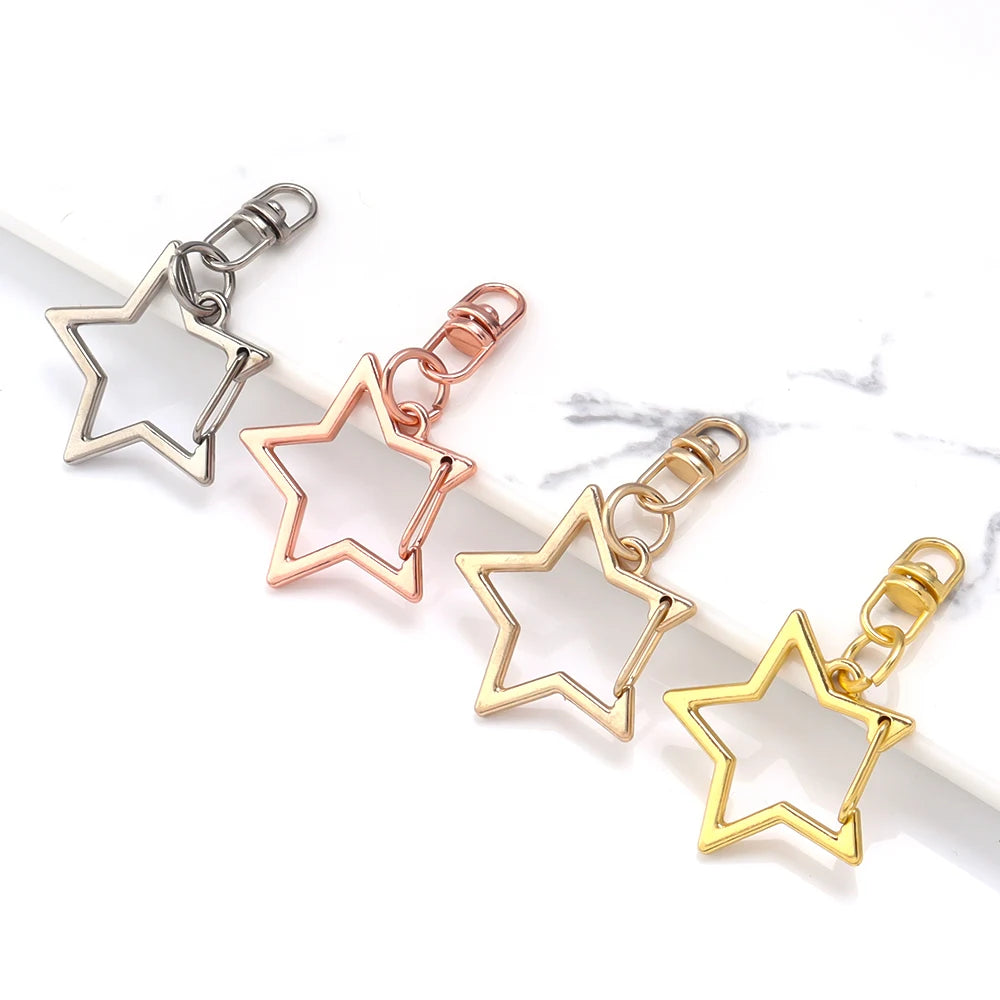 10Pcs Alloy Star Shaped Snap Keychain Lobster Claw Clasp with Hanging Buckle Jump Ring for DIY Crafts Jewelry Accessories Gift