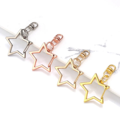 10Pcs Alloy Star Shaped Snap Keychain Lobster Claw Clasp with Hanging Buckle Jump Ring for DIY Crafts Jewelry Accessories Gift