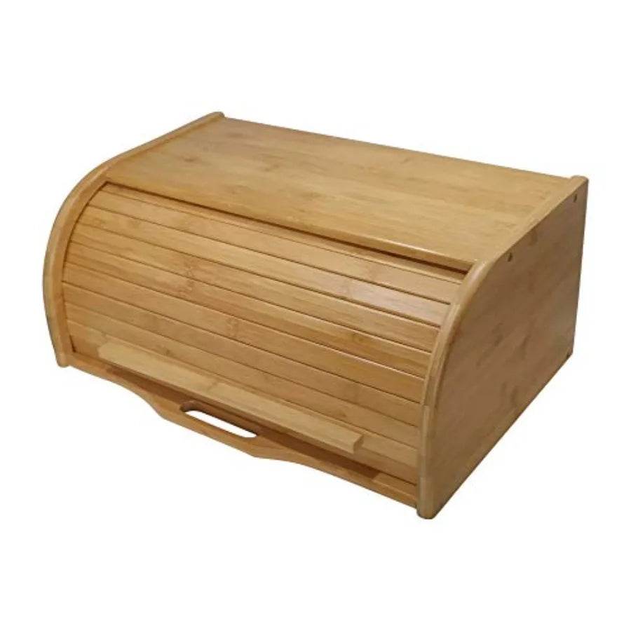 Large bread box bread basket wooden box storage boxes kitchen counter organizer, roll top breadbox. bread boxes for kitchen cou