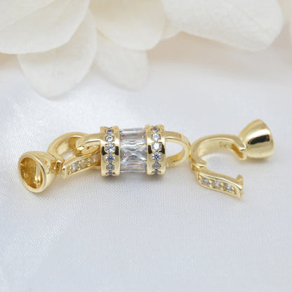 Juya 18K Gold Plated Decorative Sector Fastener Connector Lock Clasps Accessories For DIY Needlework Beads Pearls Jewelry Making
