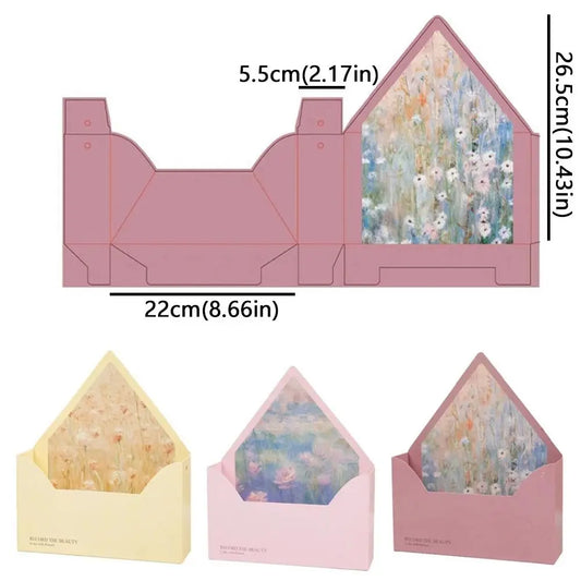 5 Pieces Romantic Flower Gift Box Portable Paper Floral Arrangement Box Folding DIY Gift Gift Wrapping Box Valentine's Day