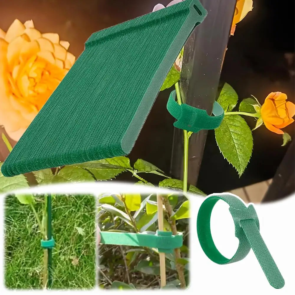 100pcs Reusable Adjustable Non-Slip Nylon Plant Ties with Hook and Loop Fasteners, Ideal for Gardening Applications