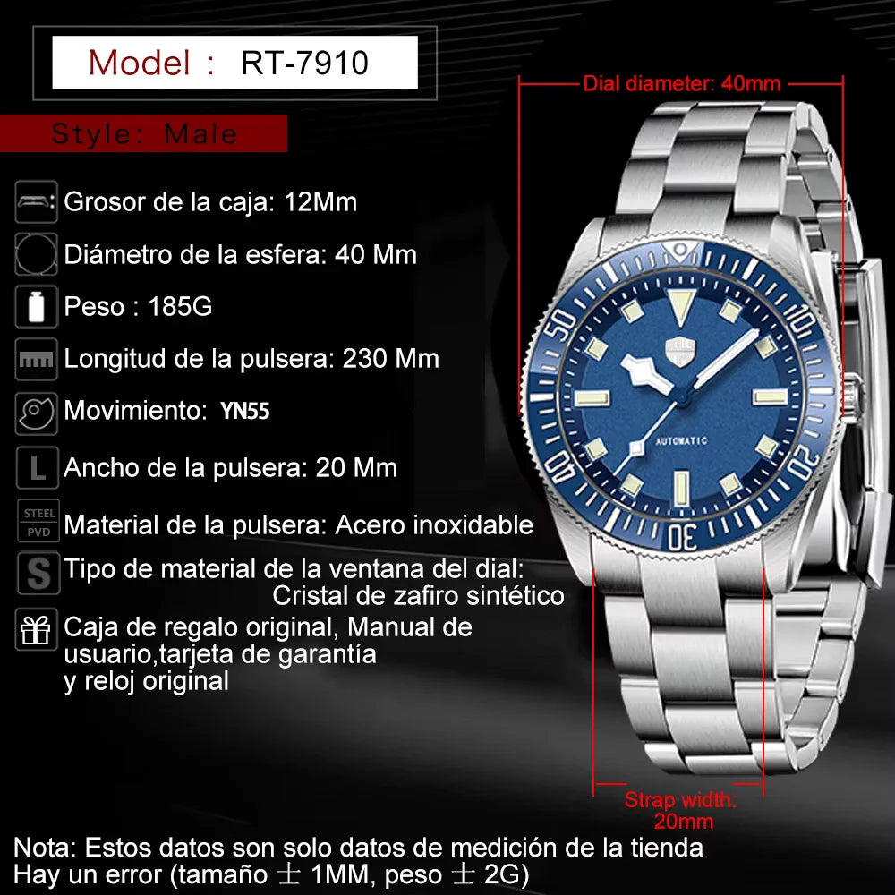 2026 new Rollstimi men's watches luxury automatic watch men's mechanical watch top sapphire stainless steel 10BAR watch luminous