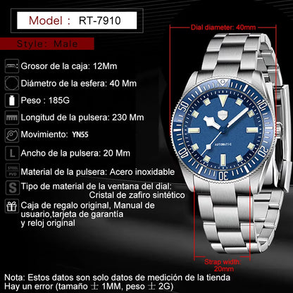 2026 new Rollstimi men's watches luxury automatic watch men's mechanical watch top sapphire stainless steel 10BAR watch luminous