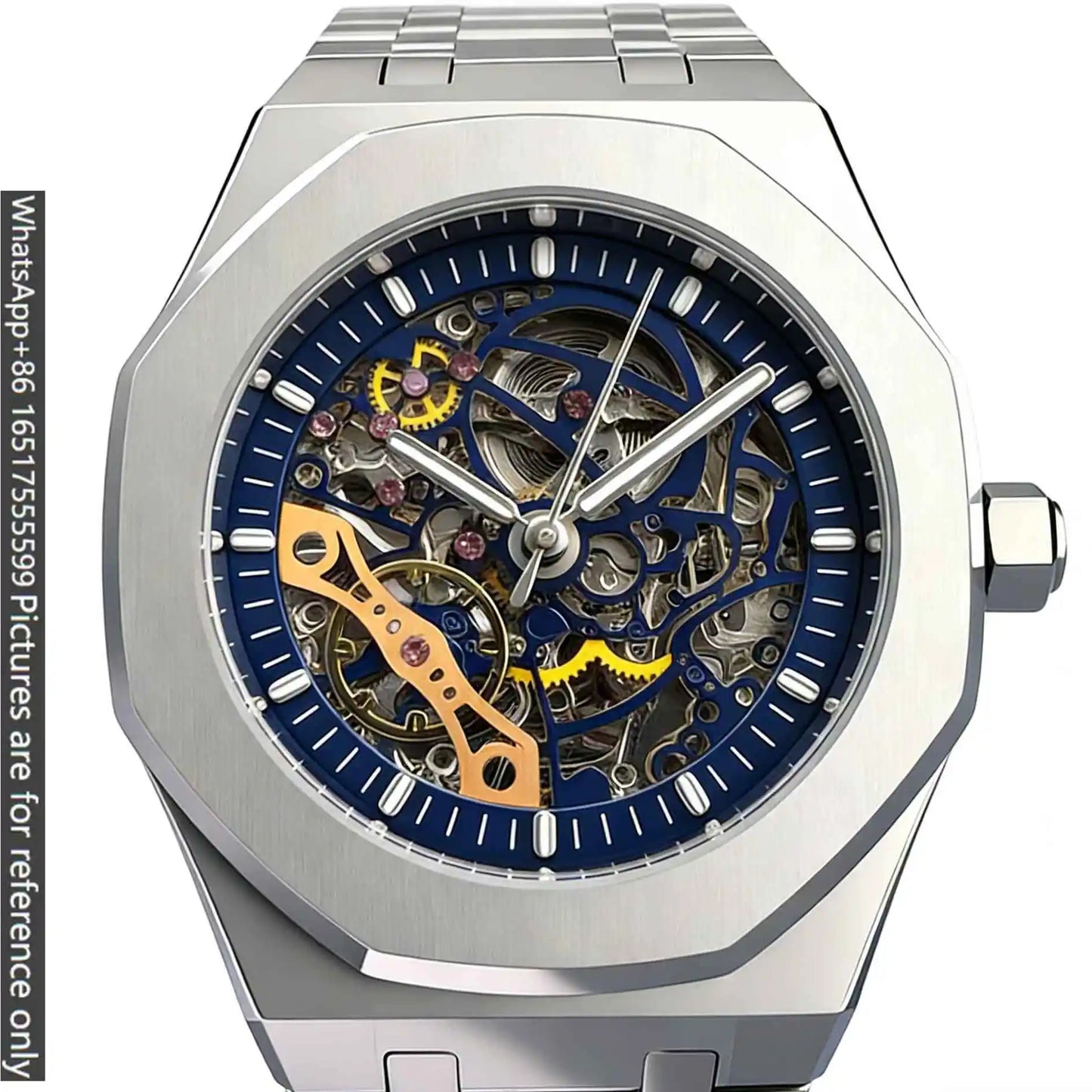 42mm Streamlined Modern Mens Luxury Watches Matte Solid 904L Steel Automatic Movement Open Skeleton Dial Wear Resistant Long