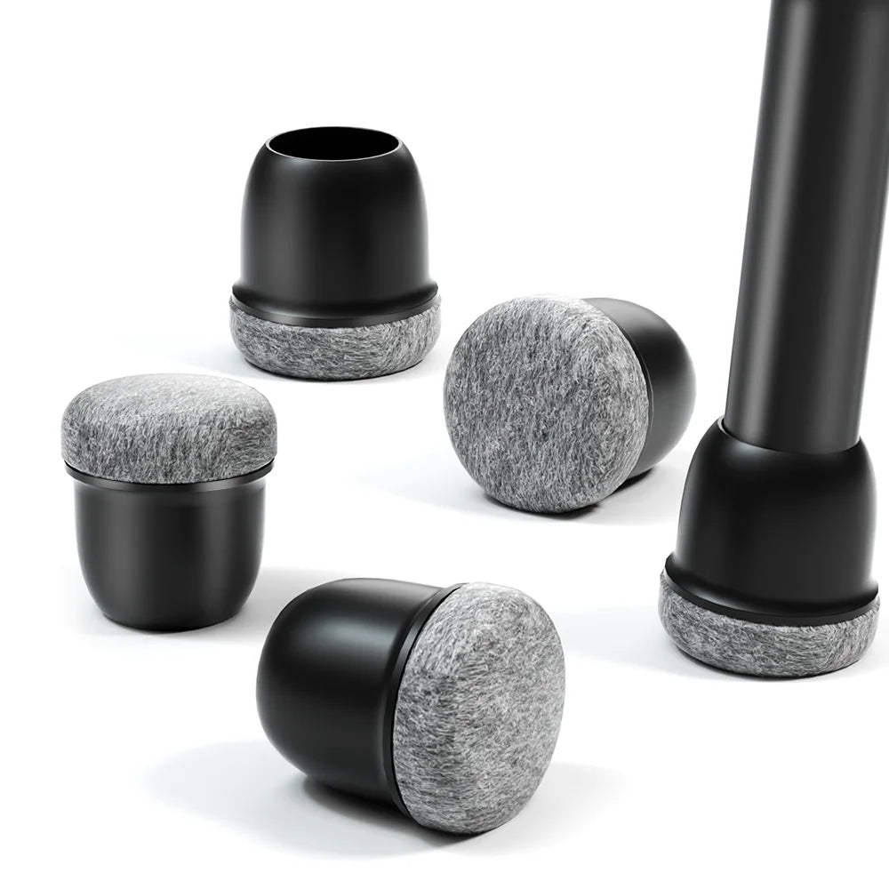 8pcs Black Round Chair Leg Protectors Anti-Slip Silicone Foot Covers for Hardwood Floors Furniture Feet Pads to Prevent Scratche