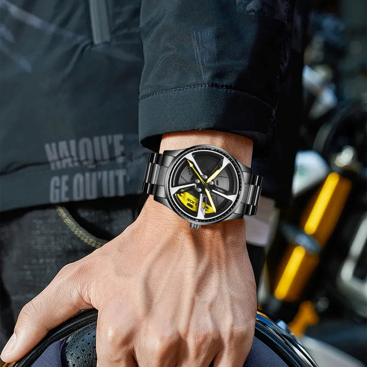 LIGE Unique Creative Quartz Man Watch Steel Band Casual Sports Waterproof Luminous Rotating Wheel Dial Watches for Men Gifts Box
