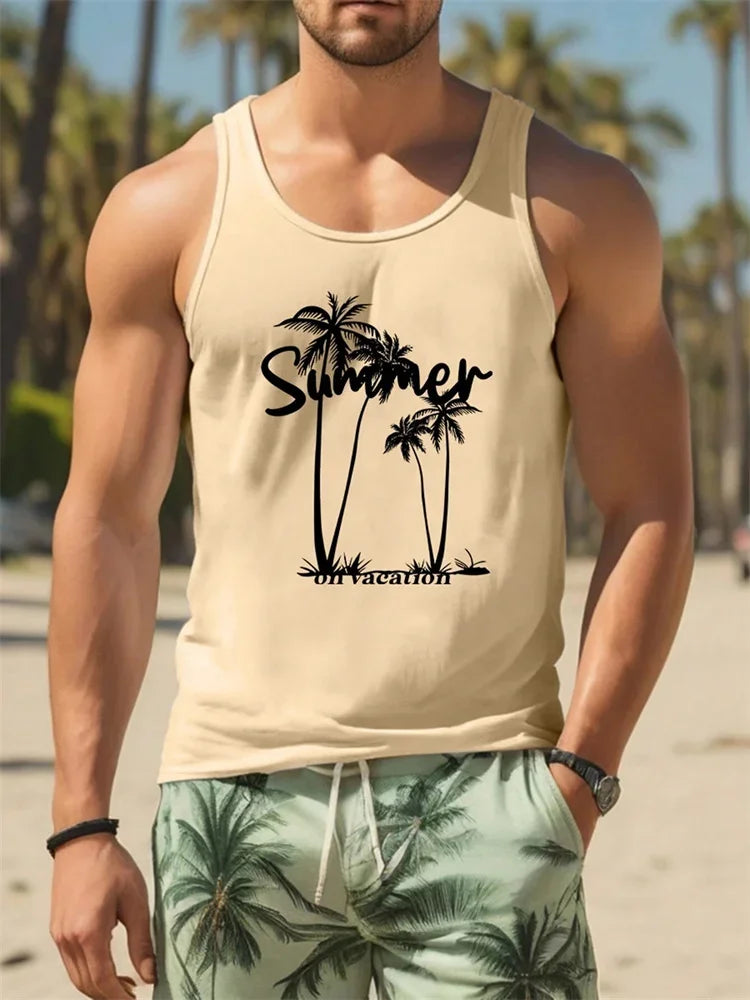 2026 Summer Hawaii Beach Tank Top for Men, Quick Dry Silky Sleeveless Shirt, Fashion Body Shaping Casual Men's Vest