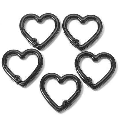5pcs Alloy Heart Spring Clasps Snap Hooks Carabiner Keychain Clips Dolls/Label Connector For Jewelry Making DIY Accessories