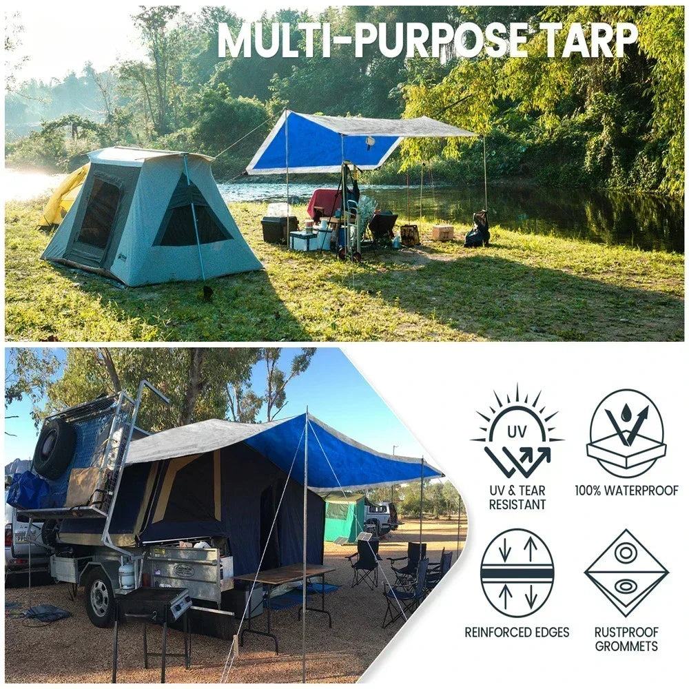 Tarpaulin Waterproof Canopy Heavy Duty Tarp Sheet Cover with Grommet Multi Rain Cover For Outdoor Terrace Plant Garden Porch