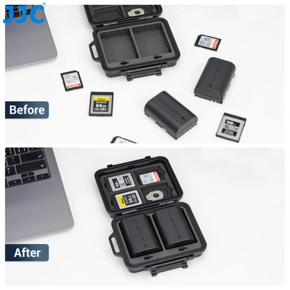 JJC JBC-K2CBS Memory Card & Battery Storage Case for 3 SD Card 4 CFe B Card 2 Batteries Fujifilm NP-W235 Nikon EN-EL15 Case Box