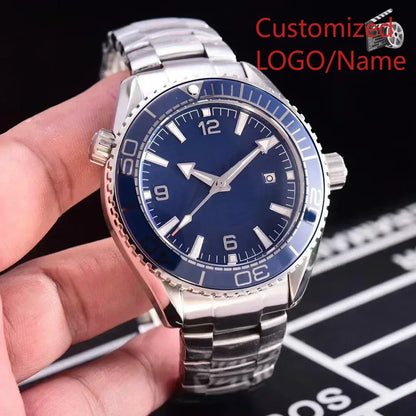 A11 Store Customized Watch  Men Case Relogio Masculino Mechanical Watch Ocean Universe Steel Black Blue Ceramic