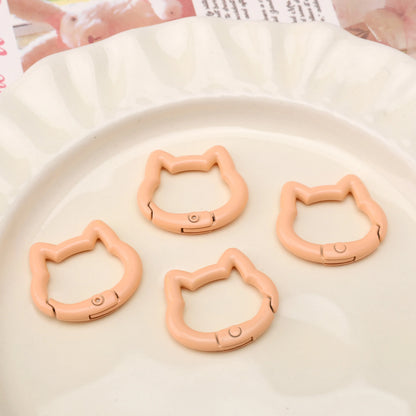 1pc/bag Alloy Spring Clasps Colorful Cute Cat Shape Spring Ring Carabiner Clips For DIY Keyring Lanyard Keychain Making Findings