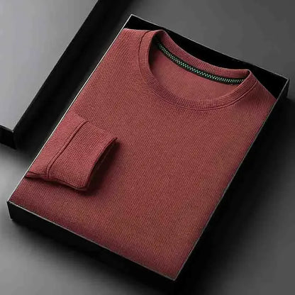 Men's Casual Crew Neck Knitwear Lightweight Long Sleeve Solid Color Pullover for All Seasons