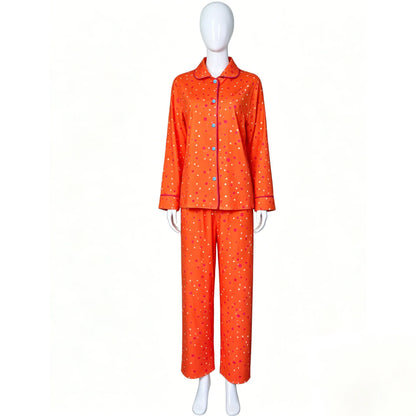 Movie Coraline Cosplay Pajamas Costume Orange Polka Dot Button-Up Loungewear Nice Stitching Set For Halloween Performance Restor