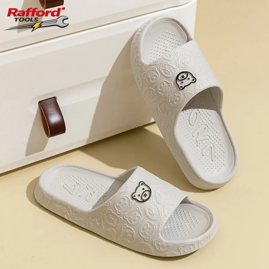 Summer Fashion Men's Slippers Printting Little Bear Sandals Indoor Bathroom Non-slip Soft Women Dormitory Casual Shoes Couple