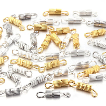 30pcs/lot Metal Cylinder Clasps Fasteners Buckle End Clasps Connector For DIY Jewelry Making Necklace Bracelet Accessories