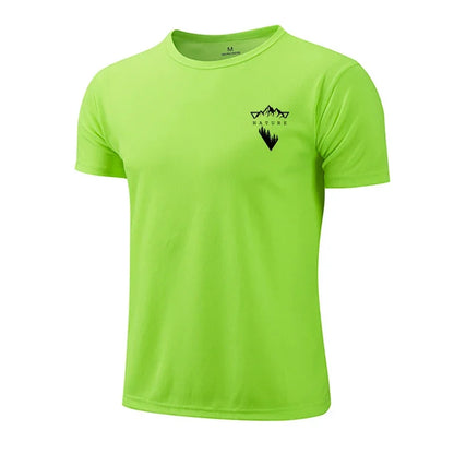 Summer Mens T-shirt Print Casual Exercise Tops Outdoor Jogging Marathon Clothing Quick-Dry Mesh Tees Popular Cycling Sportswear