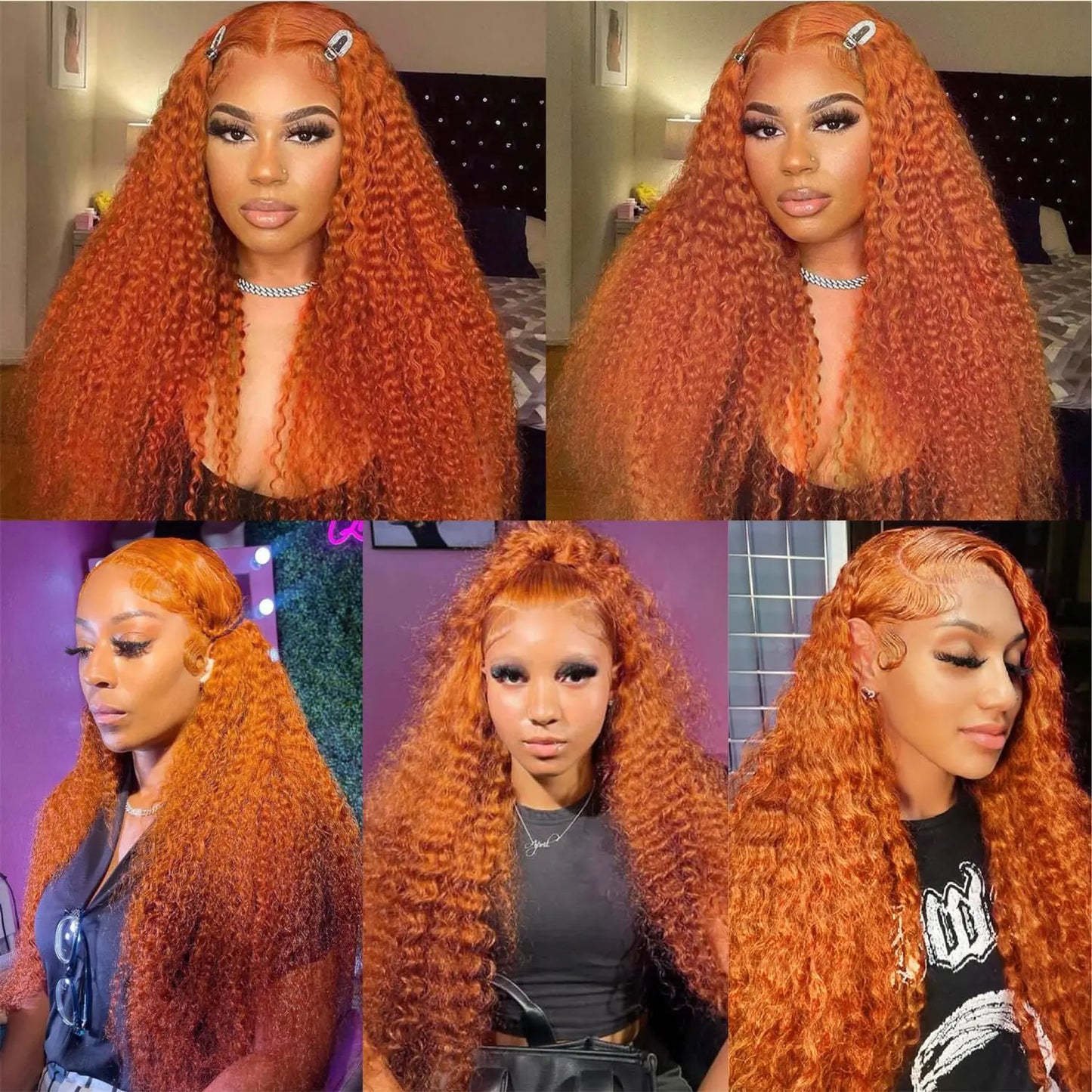 Ginger Deep Wave Lace Front Wigs Human Hair 30 Inch Wigs Human Hair 13x4 250% Density HD Lace Front Wigs Human Hair Black Women