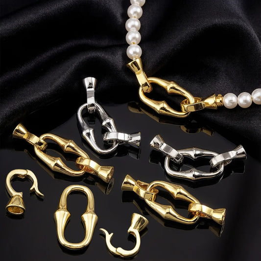 1 Pcs Copper Gold Color Plated Double-headed Bamboo Joint Buckle Pearl Necklace Bracelet Closing Buckle DIY Jewelry Accessories