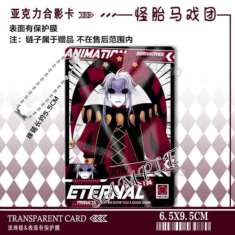 The Freak Circus Pierrot Cosplay Anime Acrylic Photo Card Keychain Pendant Backpack Accessory Cartoon Gift