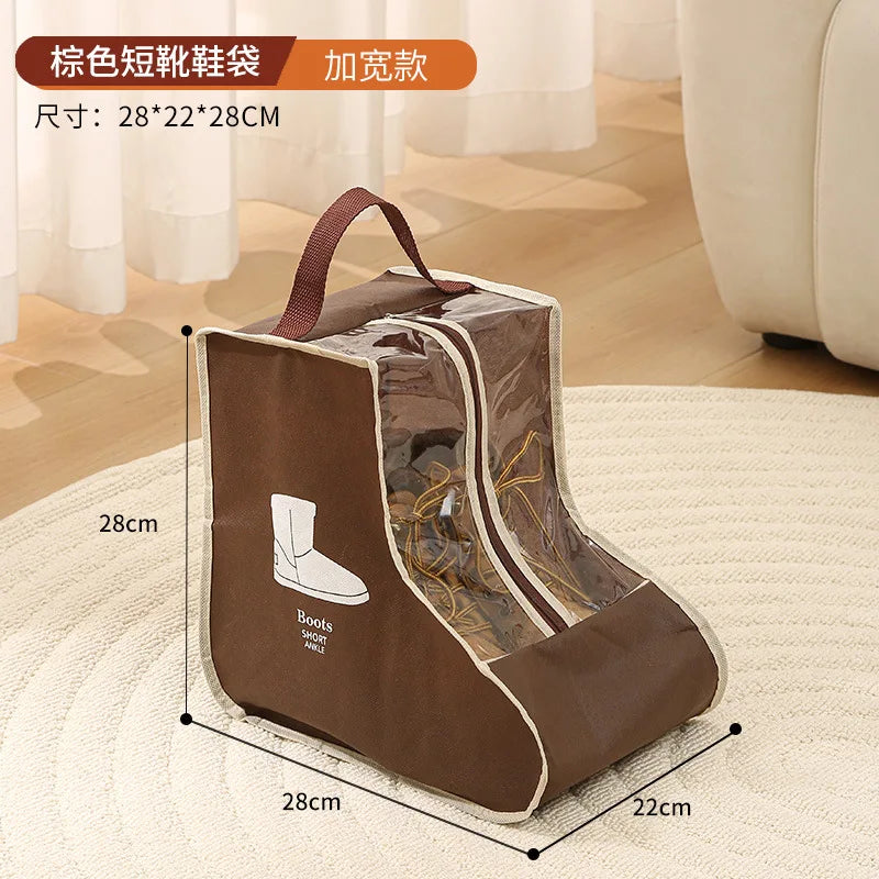 Tall Boot Storage Bags with Clear PVC Window Breathable Dustproof Organizer Prevent Slouching for Knee High Shoes Closet Women