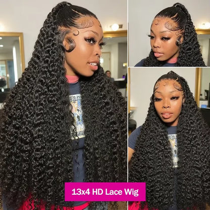 300 Density Curly 13x4 13x6 HD Lace Human Hair Wigs Pre Plucked Deep Wave Lace Frontal Wig 100% Human Hair Curly Wigs For Women