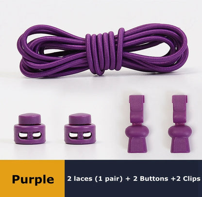 No tie shoelaces Round Elastic Shoelace Plastic snap lock Suitable for all shoes Adult children walking sports Lazy laces 1 pair