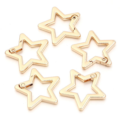 5pcs/lot Alloy Hollow Star Shaped Spring Clasp Carabiner Keychain Bag Clip Hook Dog Chain Buckle Connector DIY Jewelry Making
