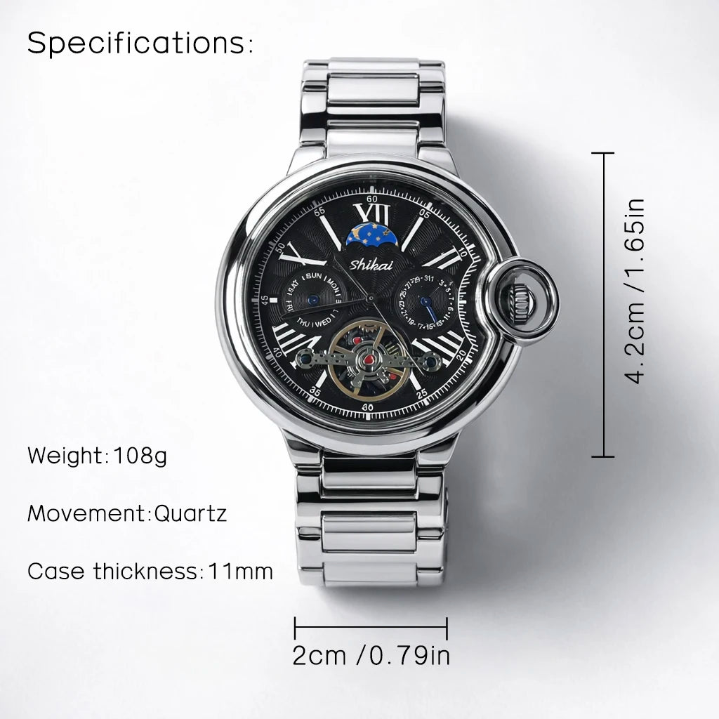 Mens Quartz Watch Stainless Steel Business Dress Wristwatch Roman Numeral Dial Daily Waterproof Gift Watch for Men