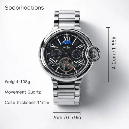 Mens Quartz Watch Stainless Steel Business Dress Wristwatch Roman Numeral Dial Daily Waterproof Gift Watch for Men