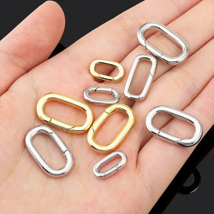 2pcs 18K Gold Plated Filled Oval Carabiner Necklace Clasps Spring Ring Pearl Enhancer Connector for DIY Jewelry Bracelet Making