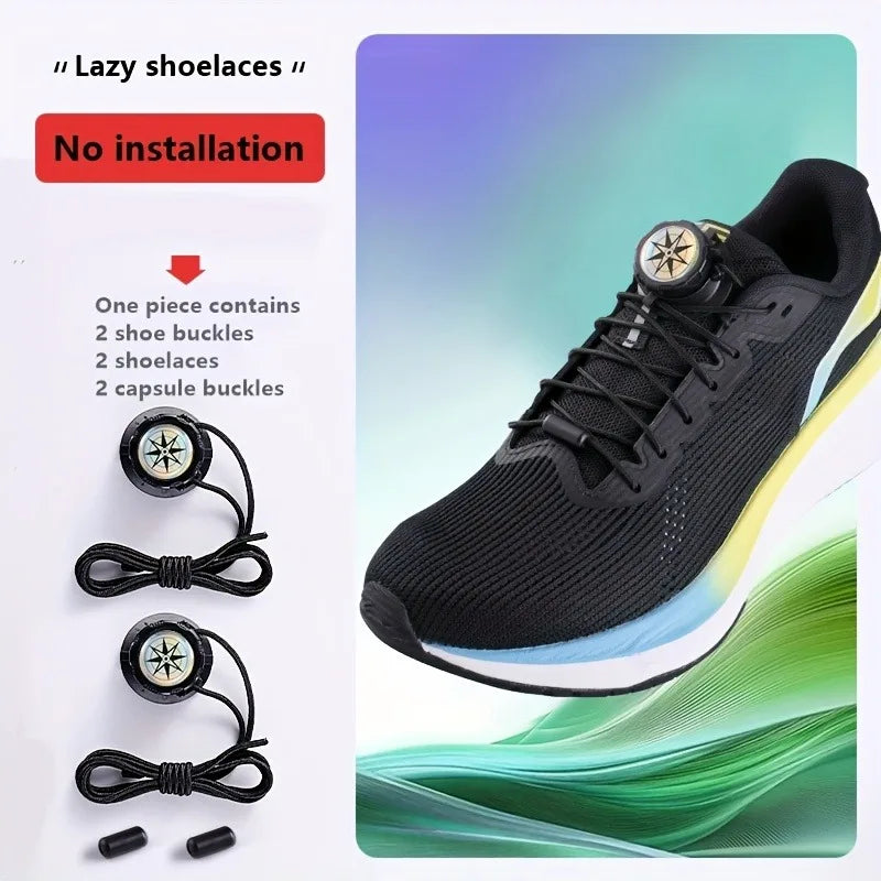6pcs Set/1 Pair No-Tie Shoe Locks - Rotating Buckles for Sports and Outdoor Shoes - Unisex Quick-Adjust Design - Pre-Installed