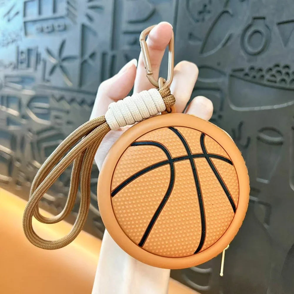 Silicone Sports Ball Coin Purse Basketball Football Tennis Baseball Shape Mini Pouch With Keychain Earbud Holder For Boys Girls