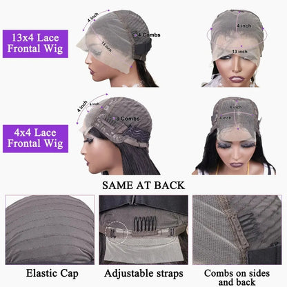 No Glue Straight Short Bob Wig Brazilian HD Transparent 5x5 Glueless Human Hair Wigs 13x4 13x6 Straight Lace Front Wig For Women