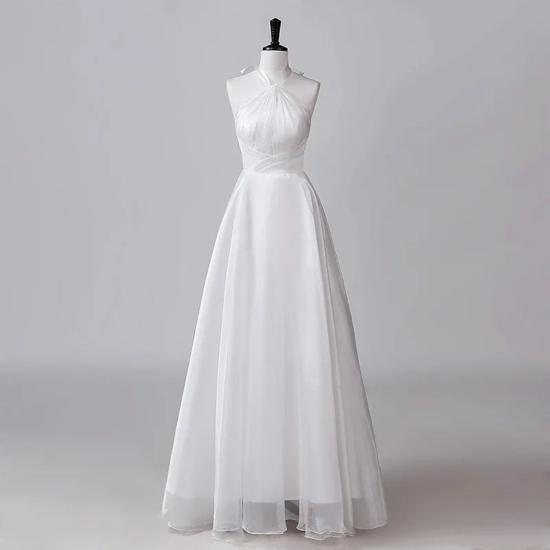Multi-Color Halter Neck A-Line Bridesmaid Dress Floor-Length Formal Evening Gown For Wedding Guest Sleeveless Party Prom Dresses