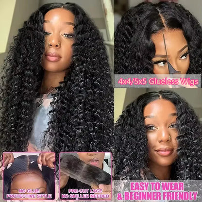 360 Invisible Strap Full Lace Curly Glueless Wigs Human Hair 4x4 5x5 Ready Wear and Go Deep Water Wave 13x4 13x6 HD Frontal Wigs