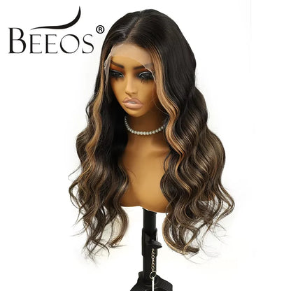 13x6 Transparent HD Lace Frontal Wigs Highlight Wig Human Hair HD Lace Wigs Quick Weave Wigs Deep Part Brazilian Hair For Women