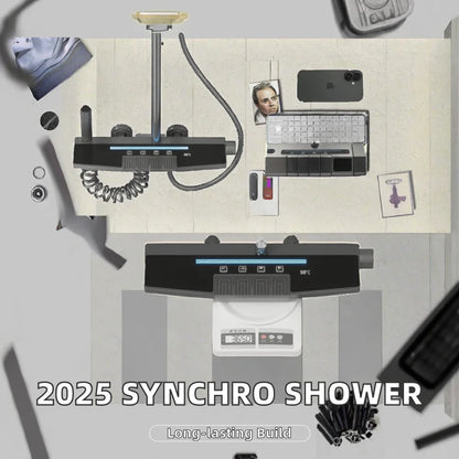 2025 Synchro Extra Large 47cm Shower System with Thermostatic Piano Faucet Digital Display Rain Comb Soft Spray Pattern