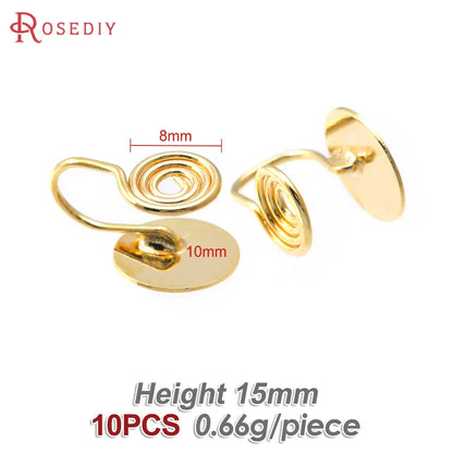 10PCS 4MM~14MM 18K Gold Color Brass with Trays Bezels Settings Earrings Clips High Quality Diy Women's Earrings Jewelry Making