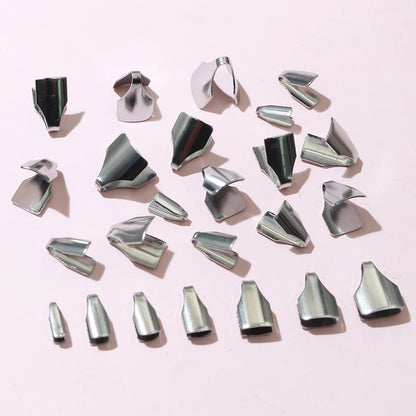 100pcs Stainless Steel 2-7mm Flat Cords Crimp End Beads Caps Clip Tip Fold for DIY Snake Chain Necklace Jewelry Making Findings