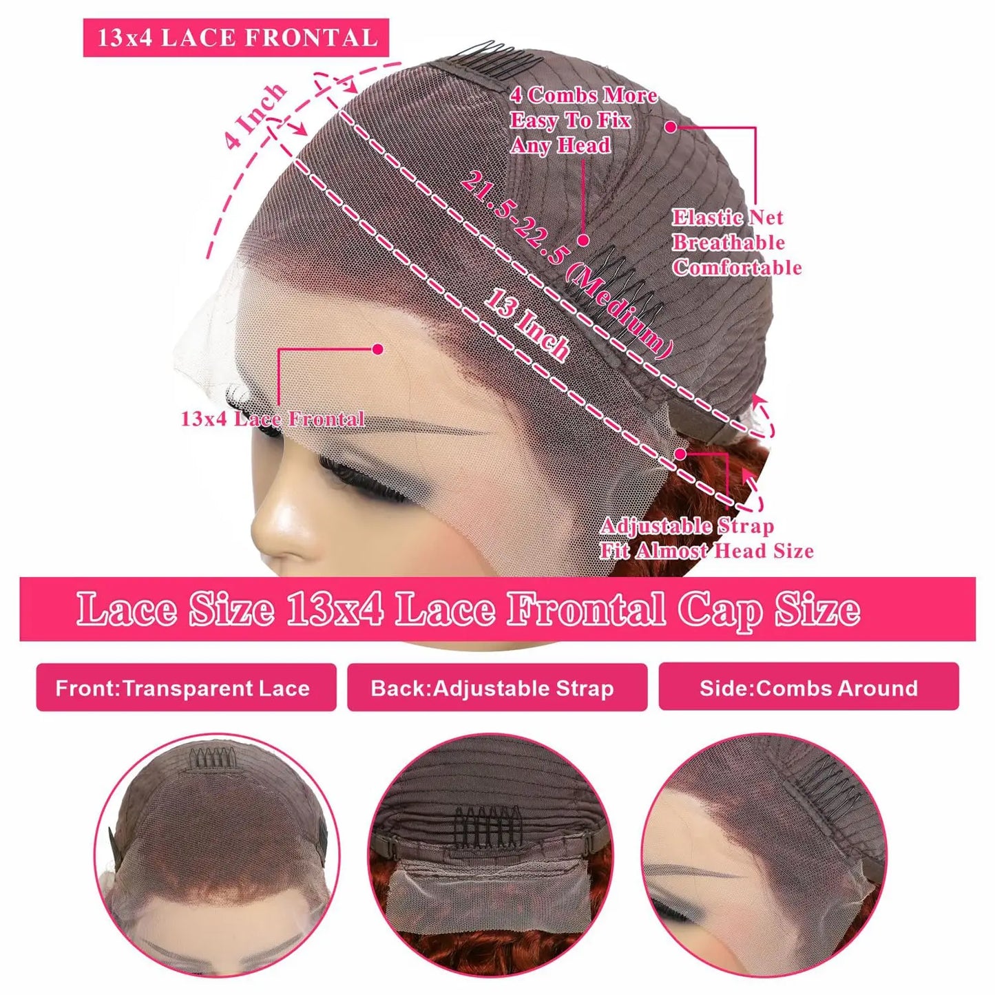 Ginger Deep Wave Lace Front Wigs Human Hair 30 Inch Wigs Human Hair 13x4 250% Density HD Lace Front Wigs Human Hair Black Women