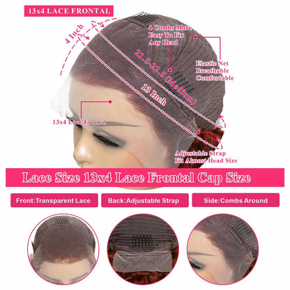 Ginger Deep Wave Lace Front Wigs Human Hair 30 Inch Wigs Human Hair 13x4 250% Density HD Lace Front Wigs Human Hair Black Women