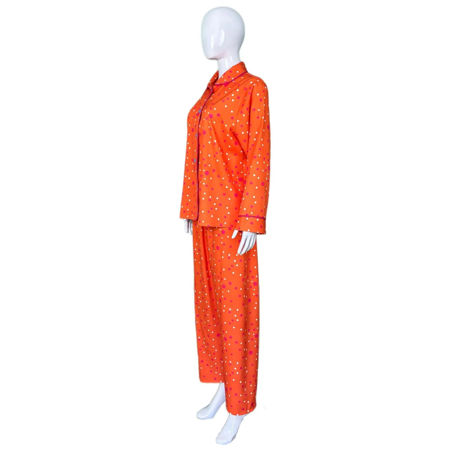 Movie Coraline Cosplay Pajamas Costume Orange Polka Dot Button-Up Loungewear Nice Stitching Set For Halloween Performance Restor