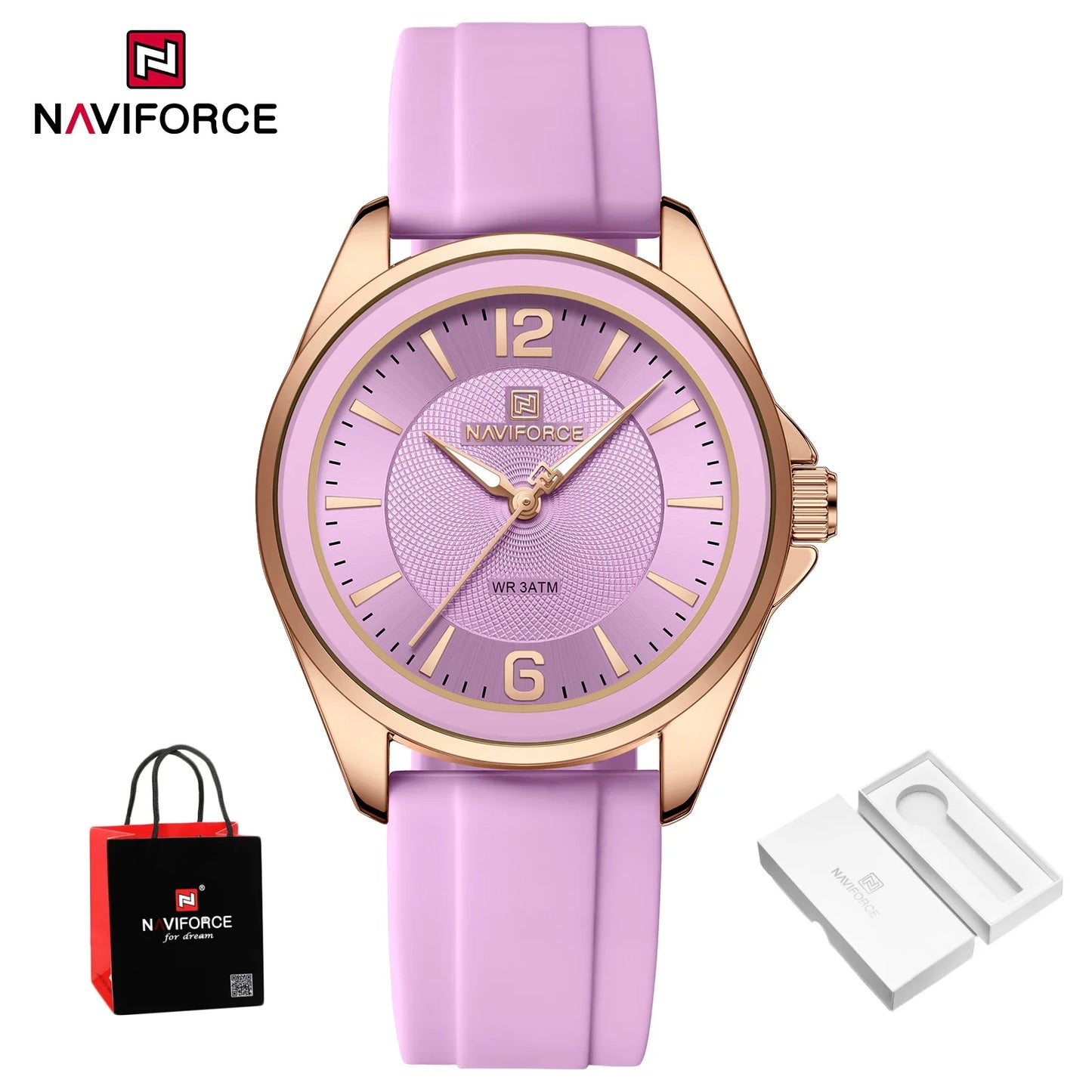 New NAVIFORCE Women's Watch Sports Silicone Strap Watch Women's Quartz Watch Clock Package Gifts Reloj Mujer Relogios Feminino
